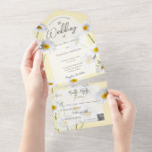 Zomermadeliefjes op Sage Green QR-code All In One Uitnodiging (Afscheurbaar)