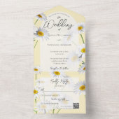 Zomermadeliefjes op Sage Green QR-code All In One Uitnodiging (Binnen)