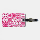 Zomermajolica rood Siciliaans Mediterraan Bagagelabel (Achterkant horizontaal)