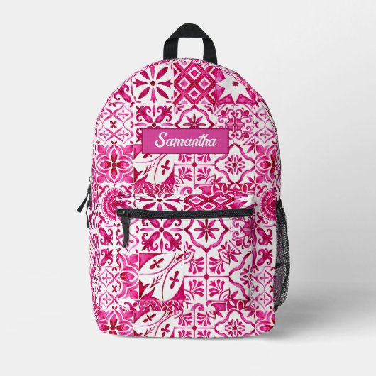 Zomermajolica rood Siciliaans Mediterraan Bedrukte Rugzak (Voorkant)