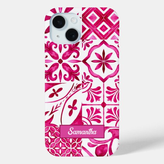 Zomermajolica rood Siciliaans Mediterraan Case-Mate iPhone Case (Achterkant)