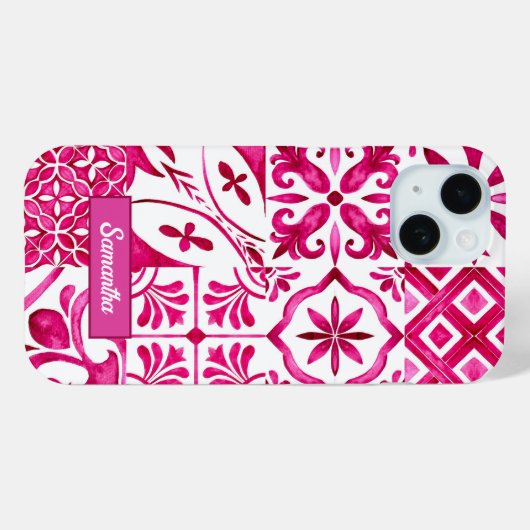 Zomermajolica rood Siciliaans Mediterraan Case-Mate iPhone Case (Achterkant (horizontaal))