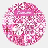 Zomermajolica rood Siciliaans Mediterraan Ronde Sticker (Voorkant)