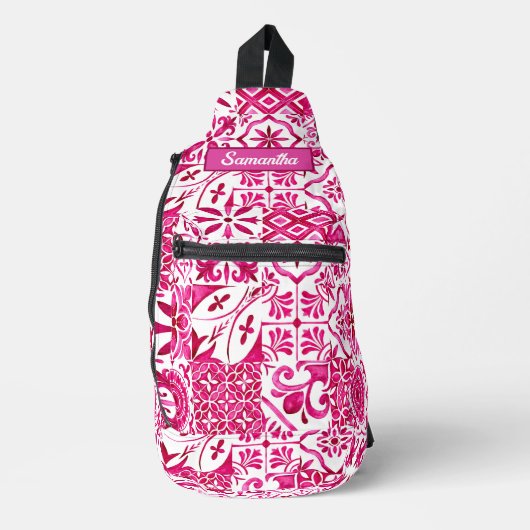 Zomermajolica rood Siciliaans Mediterraan Sling Bag (Voorkant)