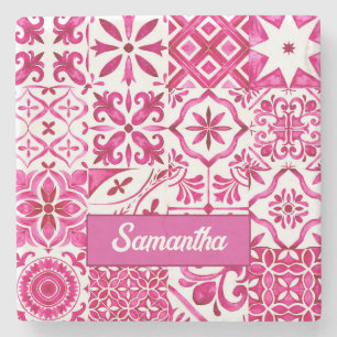 Zomermajolica rood Siciliaans Mediterraan Stenen Onderzetter