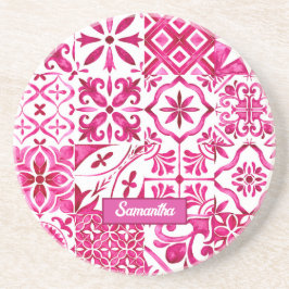 Zomermajolica rood Siciliaans Mediterraan Zandsteen Onderzetter