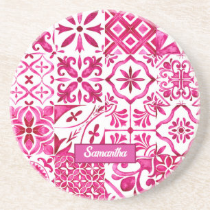 Zomermajolica rood Siciliaans Mediterraan Zandsteen Onderzetter