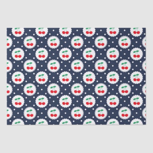 zomermarine, witte en rode kersen tissuepapier (Voorkant)