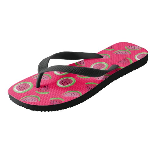 Zomermelodie: Watermeloen Waterverf Teenslippers (Schuin)