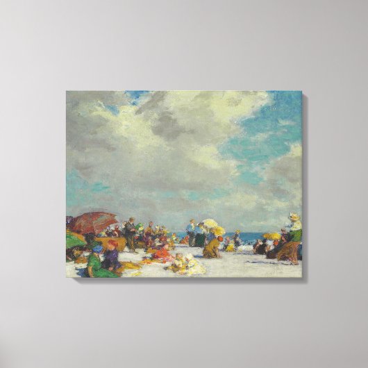 Zomermiddag op het strand (door E.H. Potthast) Canvas Afdruk (Voorkant)