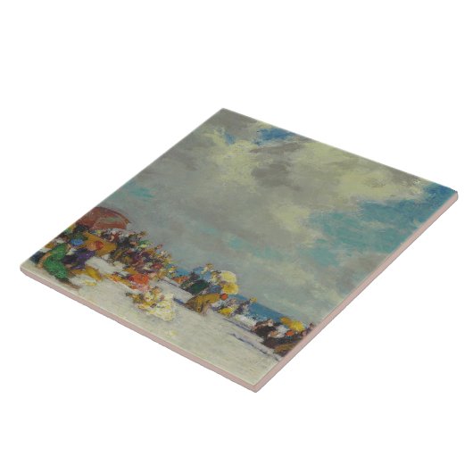 Zomermiddag op het strand (door E.H. Potthast) Tegeltje (Zijkant)