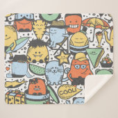 Zomermonsters, kleurrijk naadloos patroon sherpa deken (Voorkant (horizontaal))