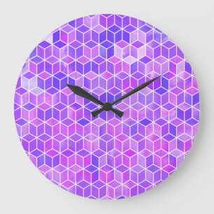 Zomermozaïek: Waterverf Cube Fusion Grote Klok