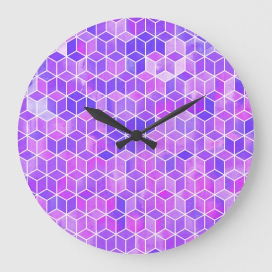 Zomermozaïek: Waterverf Cube Fusion Grote Klok (Voorkant)