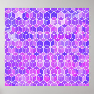 Zomermozaïek: Waterverf Cube Fusion Poster