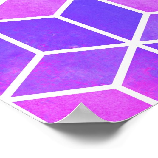 Zomermozaïek: Waterverf Cube Fusion Poster (Hoek)