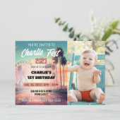 Zomermuziekfestival foto 1e verjaardagsfeestje kaart (Staand voorkant)