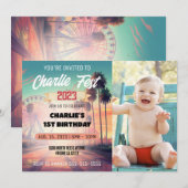 Zomermuziekfestival foto 1e verjaardagsfeestje kaart (Voorkant / Achterkant)