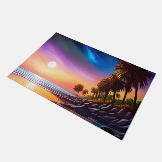 Zomernacht op het strand deurmat (Schuin)