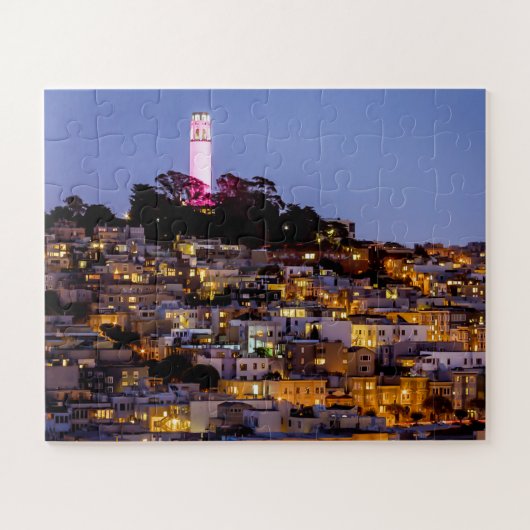 zomernacht San Francisco Coit Tower huizen Legpuzzel (Horizontaal)