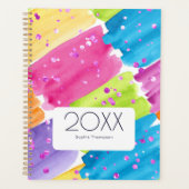 Zomerneon glitter waterverf abstracte vormen planner (Voorkant)