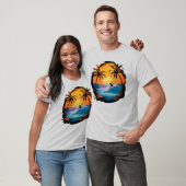 Zomernostalgie - een handgetekend strandparadijs t-shirt (Unisex)