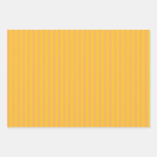 Zomerochtend - Geel en Perzik Bloemen & Strepen Inpakpapier Vel (Voorkant 2)