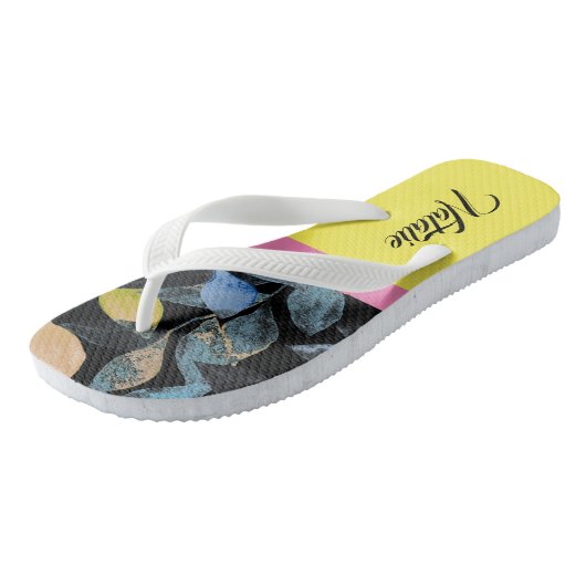  zomerontwerp Monogram kleurrijke waterverf Teenslippers (Schuin)