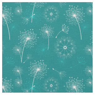 Zomerpaardenbloemen Blauwgroen en wit bloemmotief Stof