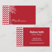 Zomerpalm; Alizarin Crimson Chevron; zig zag Visitekaartje (Voorkant / Achterkant)