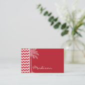 Zomerpalm; Alizarin Crimson Chevron; zig zag Visitekaartje (Staand voorkant)