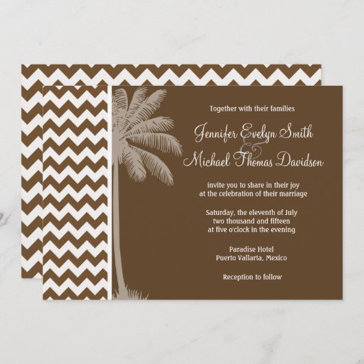 Zomerpalm; Bruine Chevron; zig zag Kaart (Voorkant / Achterkant)