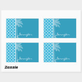 Zomerpalm; Helder Cerulean Quatrefoil Rechthoekige Sticker (Vel)
