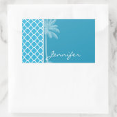 Zomerpalm; Helder Cerulean Quatrefoil Rechthoekige Sticker (Tas)