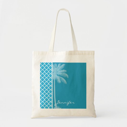 Zomerpalm; Helder Cerulean Quatrefoil Tote Bag (Voorkant)