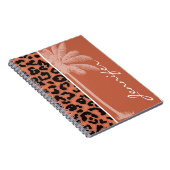 Zomerpalm; Verbrande Sienna Leopard Dierenprint Notitieboek (Rechterzijde)