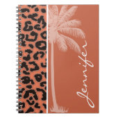 Zomerpalm; Verbrande Sienna Leopard Dierenprint Notitieboek (Voorkant)