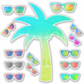 Zomerpalmboom en zonnebril Sticker Pack (Voorkant)