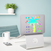 Zomerpalmboom en zonnebril Sticker Pack (Laptop op bureau)