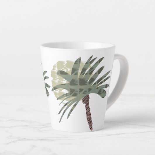 Zomerpalmboom en zonsondergang Doodle Kunst Latte Mok (Rechterhoek)