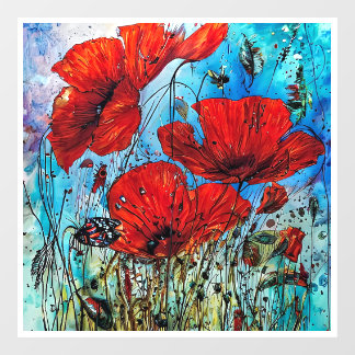 zomerpapaver raamsticker