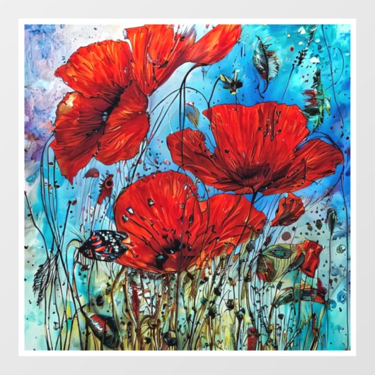 zomerpapaver raamsticker (Vel)