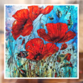 zomerpapaver raamsticker (Vel 2)