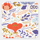 zomerpapaverbloemen vierkante sticker (Voorkant)
