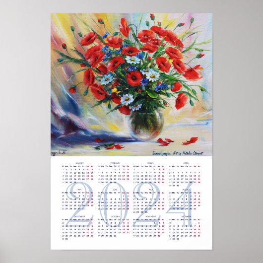 Zomerpapavers. Kunstkalender 2024 Poster (Voorkant)