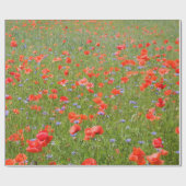 Zomerpapies en cornbloemen cadeaupapier (Vlak)