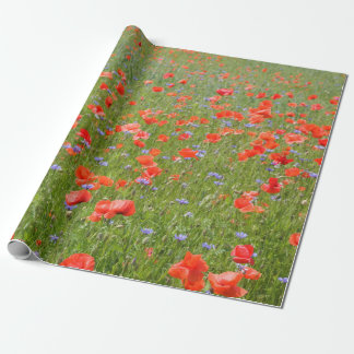 Zomerpapies en cornbloemen cadeaupapier