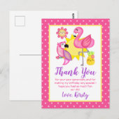 Zomerparadijs Flamingo Papegaai Verjaardagsfeestje Briefkaart (Voorkant / Achterkant)
