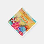 Zomerparaplu's op het zand 16e verjaardag servet (Hoek)