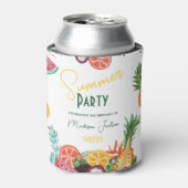 Zomerpartij gele tropische fruituitnodiging blikjeskoeler (Blikje Voorkant)